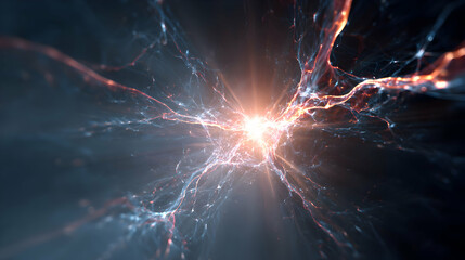 Wall Mural - captivating abstract network visualization with radiant energy bursts evokes modern tech and