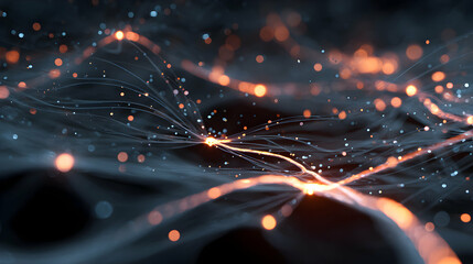 Wall Mural - abstract futuristic background glowing fiber optic cables data transfer connectivity technology