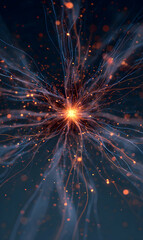 Wall Mural - abstract dynamic energy lines emanating from bright glowing center in cosmic display digital art