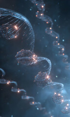 Wall Mural - translucent spiral forms intricate network glowing particles floating against cosmic backdrop