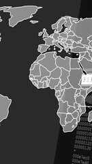 Wall Mural - file encryption text animation over world map and digital data coding background