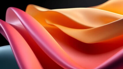Wall Mural - abstract waves of vibrant red orange and purple flow against a black background creating dynamic sha