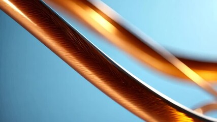 Wall Mural - Abstract looping video features intertwined metallic ribbons. Metallic color with warm lighting. Flowing lines against a soft background. A feeling of luxury and elegance