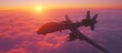 © Aliando - Military drone soars over a sea of clouds at sunset capturing a dramatic aerial scene
