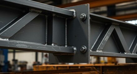Close-up view of a Newly fabricated steel structure demonstrating precision and robustness in an