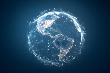 Wall Mural - digital earth globe with a global network and connectivity concept on a dark blue background, an ai 