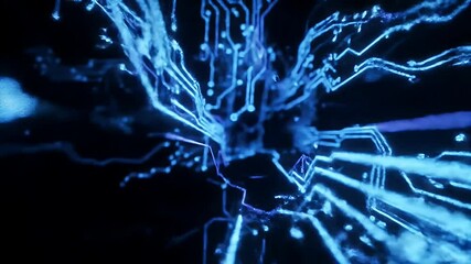 Abstract digital network design in blue tones.