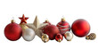 © Transparent Bundle - Collection of festive red and gold christmas ornaments and stars isolated on transparent background