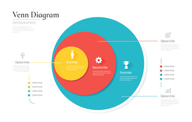 Wall Mural - venn diagram business infographic circle chart template 3 options, presentation with venn diagram el
