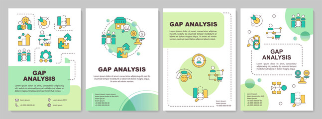 Wall Mural - gap analysis green circle brochure layout. organization performance improvement. leaflet advertising