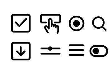 Simple user interface icon grid for ui ux design in flat style vector illustration