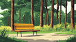 © Harddi - An illustration of a bench near a forest