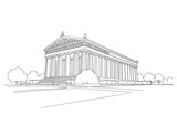 The Parthenon in Nashville one line drawing
