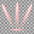 © Slava - Bright shining projector beams isolated on transparent backdrop. Light show. Various red spotlight beams isolated on transparent background. Glowing stage light ray isolated on transparent background.
