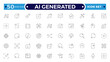 © artshuvo - Artificial intelligence Outline icon set. featuring chat, magic, sparkle, stars, prompt, AI, creativity and ai generated icons minimal thin line web icon set. Editable stroke outline icon.