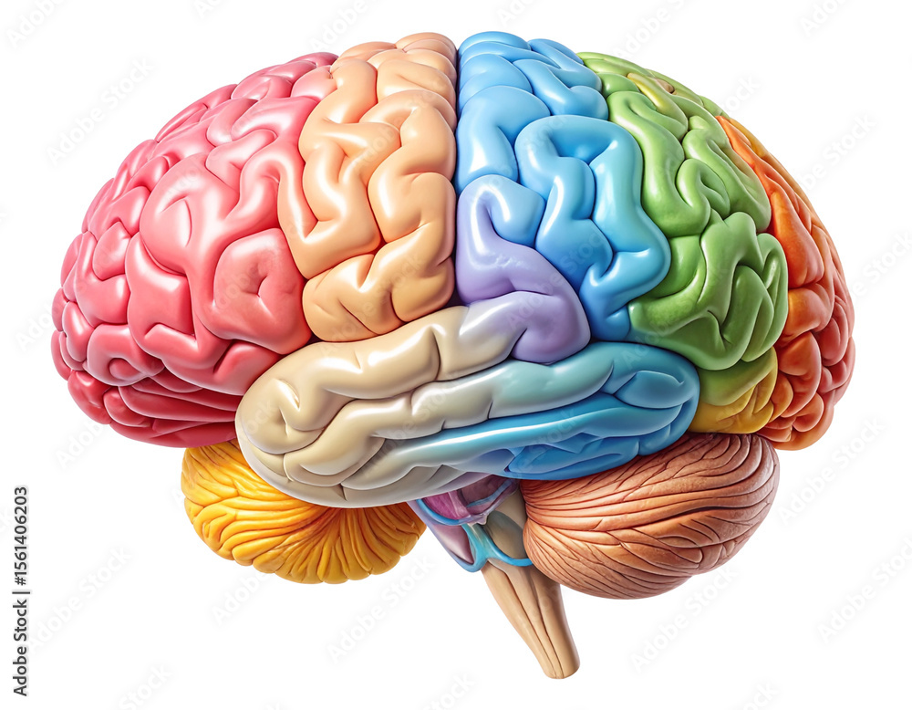 Side View of Human Brain with Labeled Lobes, Educational Diagram Style ...