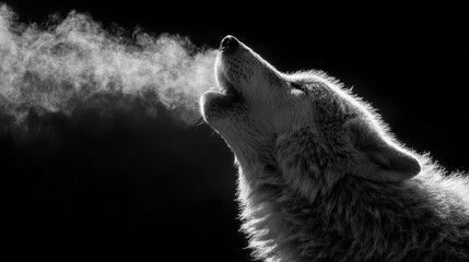 Wall Mural - Close-up of smoke forming a wolf howling toward the sky