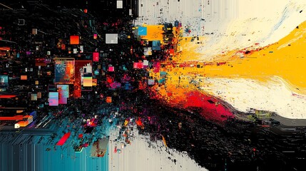 Abstract Data Stream Visualization with Colorful Pixel Explosion