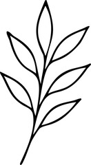 Wall Mural - Simple outline illustration of a branch with multiple leaves graphic