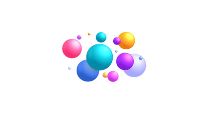 Wall Mural - Vibrant illustration of a group of colorful party balloons floating, isolated on a white background.
