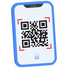 3d smartphone with qr code icon