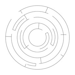 Wall Mural - circular maze puzzle with paths 2d line object. logic game. complexity, problem-solving. complex rou