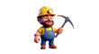 © creative - Smiling Cartoon Miner with Pickaxe: 3D Render