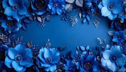 Wall Mural - cccccccccccelegant blue floral border