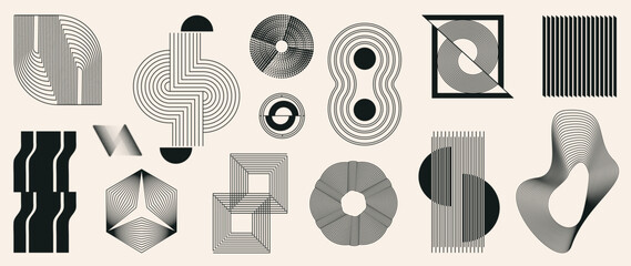 abstract minimal element mid century vector set. aesthetic contemporary stripe line art, vintage geo