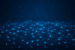 © lantek - Futuristic Digital Network Background with Glowing Blue Nodes and Lines Representing Data Connectivity and Technology