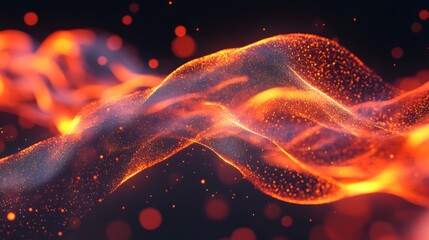 Wall Mural - Abstract fiery flowing particles against a dark background.