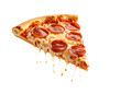 © AiMaball - Hot pepperoni pizza slice with melted cheese dripping and crispy crust on transparent background for food design