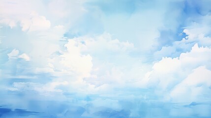 Wall Mural - A serene sky filled with soft, fluffy white clouds against a bright blue backdrop, evoking calmness and tranquility.