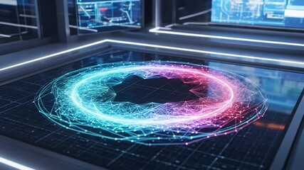 Wall Mural - Futuristic Data Visualization: Abstract Network Connection in a High-Tech Environment