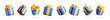 © absent84 - Blue gift box with yellow ribbon rotating in different angles. Holiday present for birthday or Christmas celebration. Special delivery concept.