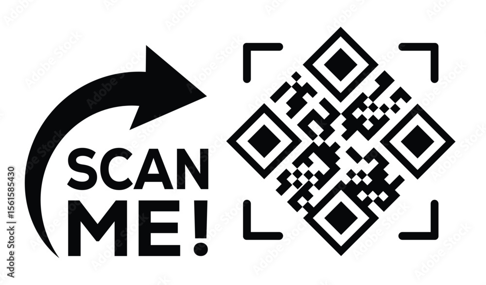 Scan QR code icon. Digital scanning qr code. QR code scan for smartphone. QR code for payment. Scan me text