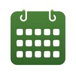 © AL - A green calendar icon with white squares, isolated on white background