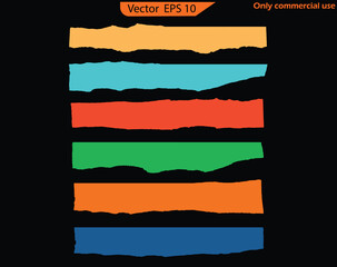 Wall Mural - Set of vector banners with different colors. Paper Scraps Set. Torn and Ripped Notebook Page Pieces with Grainy Paper Strips. EPS 10 Vector