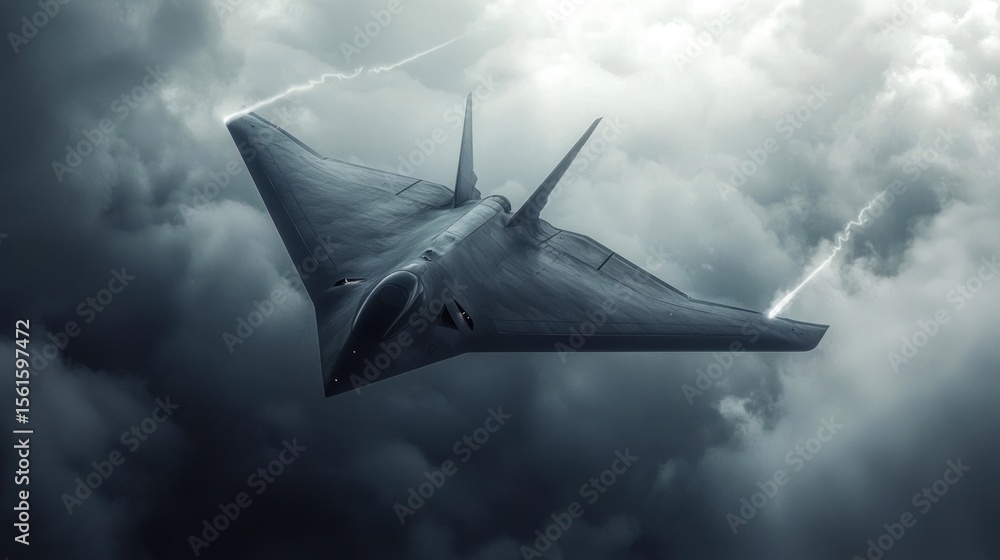 Stealth Fighter Jet Soaring Through a Stormy Sky Stock Photo | Adobe Stock