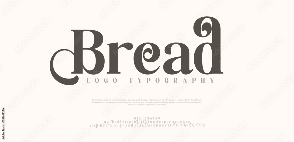 Bread, elegant alphabet letters font logo. Typography luxury classic ...