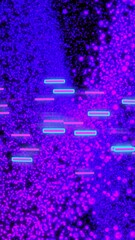 Wall Mural - animation of glowing light trails of data transfer moving on black background