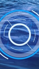 Wall Mural - animation of blue scope rotating over changing sea wave backgrounds
