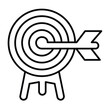 © iconqueen - Target with bow arrow on tripod stand thin line icon, design recruitment concept. Vector graphics. Task completed, success sign on white background, style mobile or design.