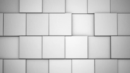 Wall Mural - 3d white squares technology background/ animation of an abstract background with 3d extruded squares