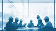 © Generative AI - Construction site meeting with engineers engineers discussing plans at large window.