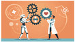 © neron - Healthcare Robot and Human Doctor Working Together Vector Illustration