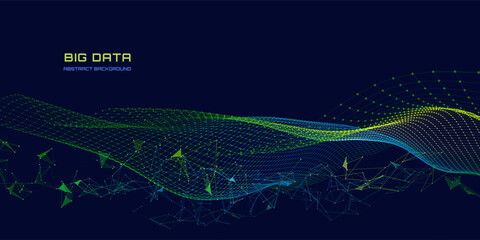 Wall Mural - abstract technology background with wavy color grid in dark. analytics data algorithms. big data com