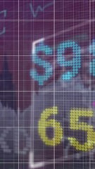 Wall Mural - animation of interface with financial and stock market data processing