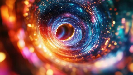 Wall Mural - a cosmic tunnel through a nebula with colorful sparks.