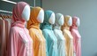 © Vadym - Elegant modest dresses on mannequins in retail shop display. Collection of traditional, culturally inspired clothing. Fashion retail shop, boutique modern muslim modest wear. Ideal for fashion,